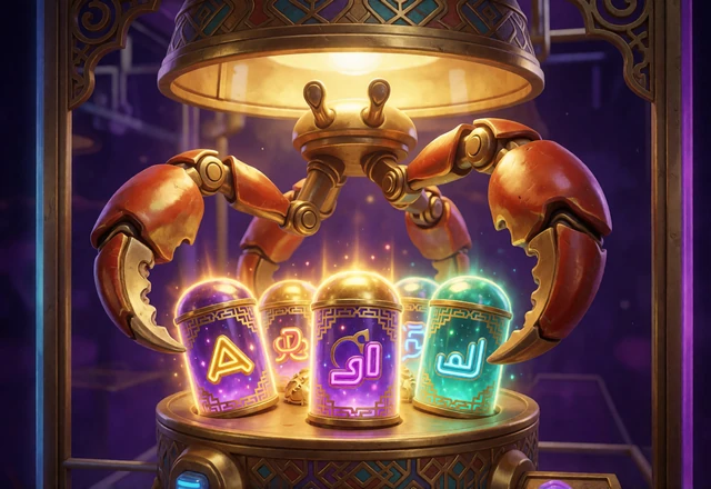 Goldene orientalische Greifmaschine mit Bonus-Crab-Kapseln im Alawin Casino