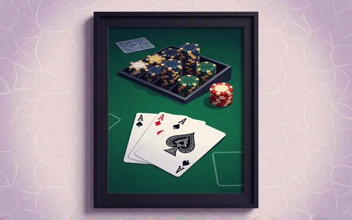 Blackjack-Karten auf gr&uuml;nem Filz mit Chips f&uuml;r die Alawin Casino Kartenspiel-Auswahl