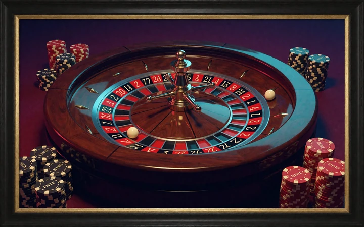 Poliertes Roulette-Rad mit Spielchips als klassische Alawin Casino Tischspiel-Kategorie
